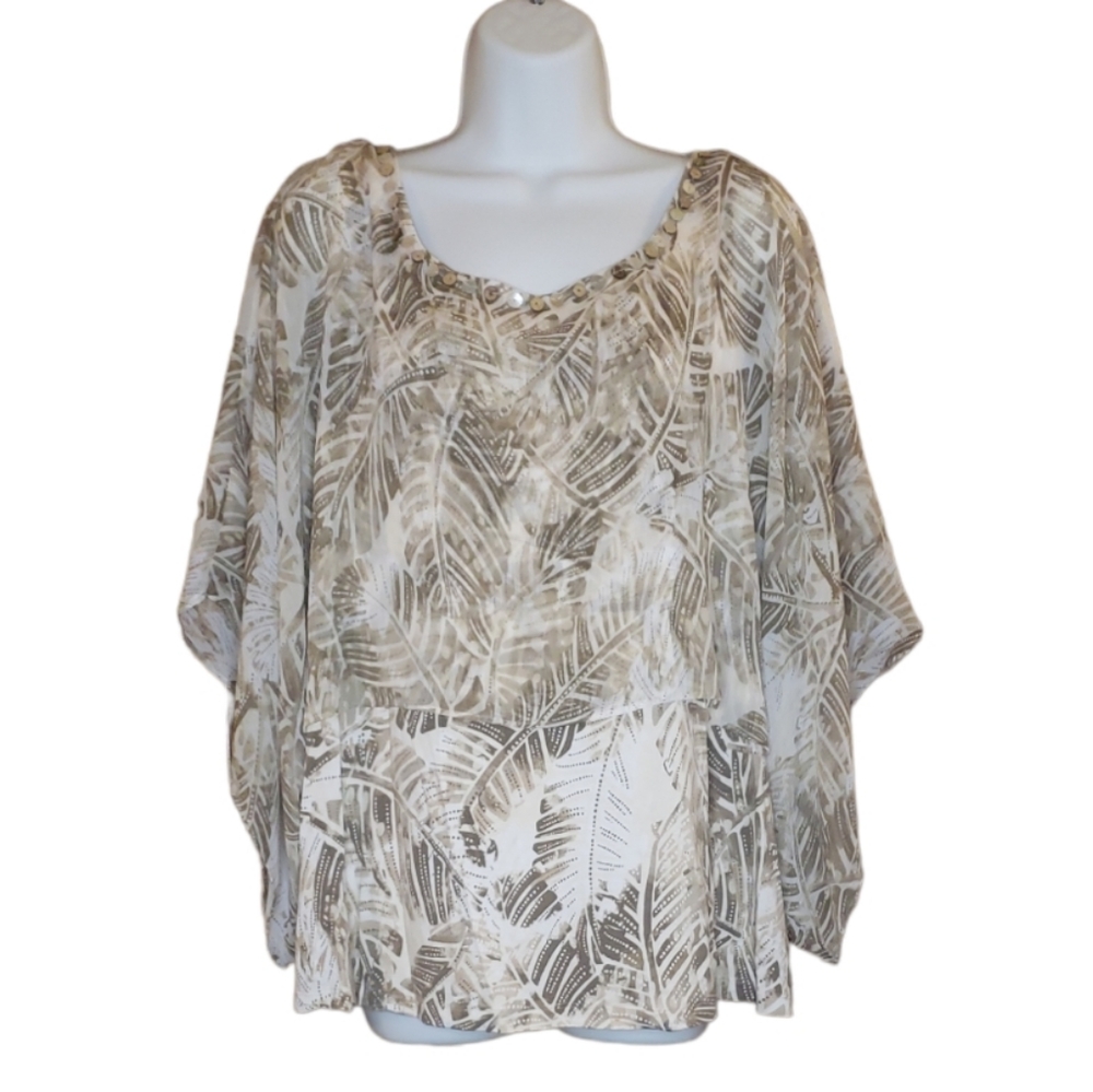 Ruby Rd - Foliage Beaded Blouse - 1x - Euc - image 1